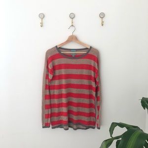 C&C CALIFORNIA tan orange striped top shirt small